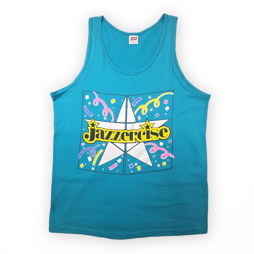 Vtg Anvil Jazzercise Tank Mens XL Single Stitch 80s 90s Muscle Richard Simmons